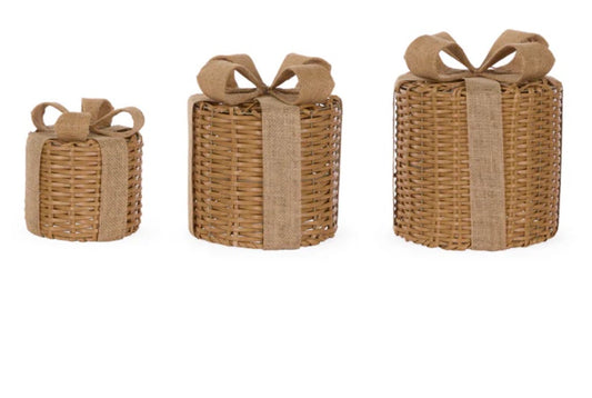 Set/3 Round Rattan Presents