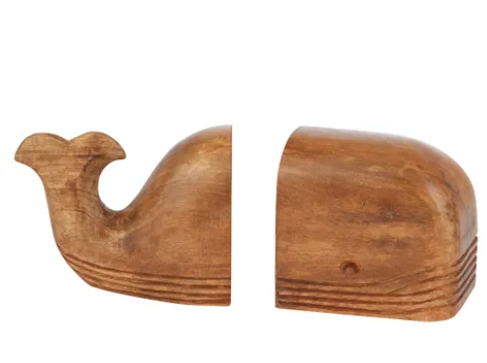 whale wooden bookend