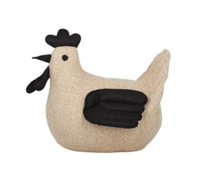 Schnitz Chicken Door Stop 26x21x23cm Nat