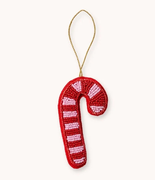 Candy Cane Red Beaded Christmas Decoration