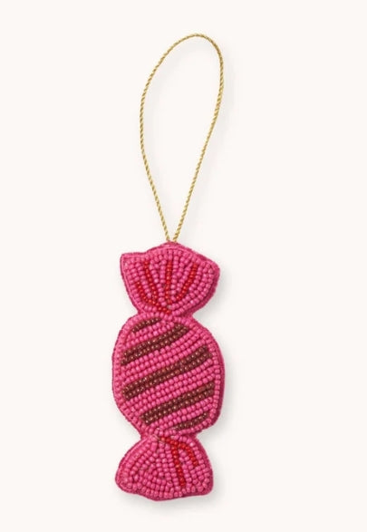 Bon Bon Bright Pink Beaded Christmas Decoration