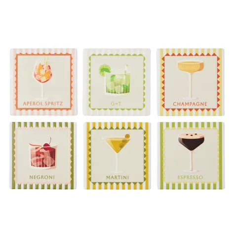 Aperitif Ceramic Coaster 6 Asst