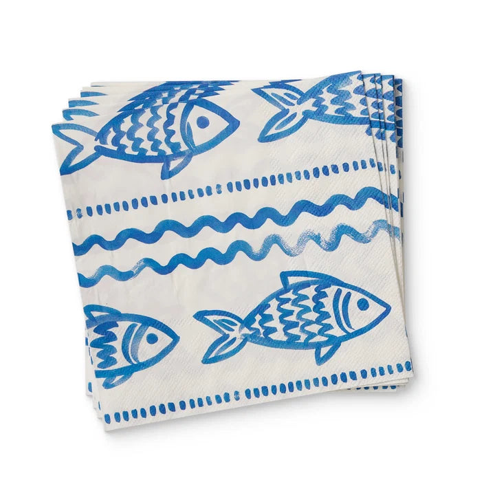 Positano Blue Paper Napkin Set 20pc