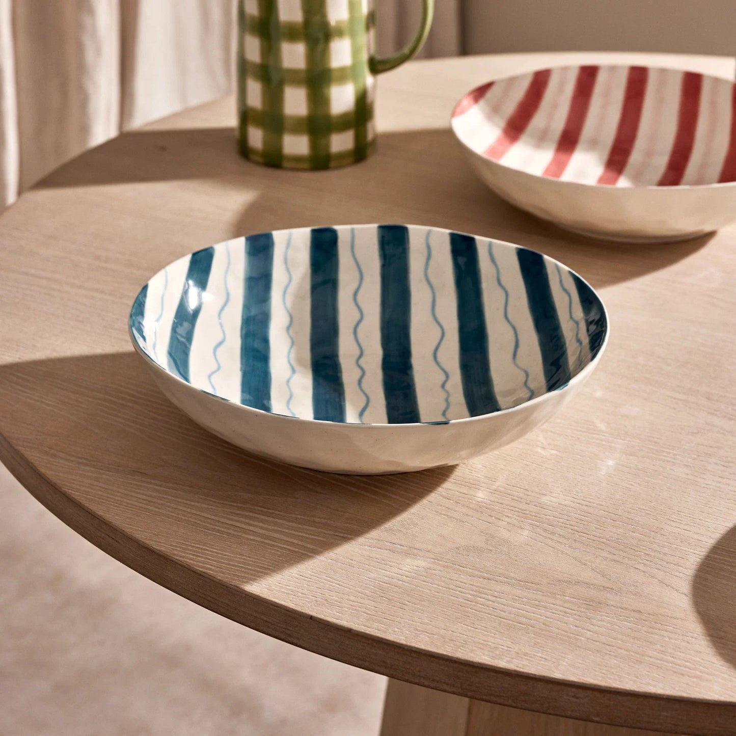Piper Dark Blue Stripe Serving Bowl