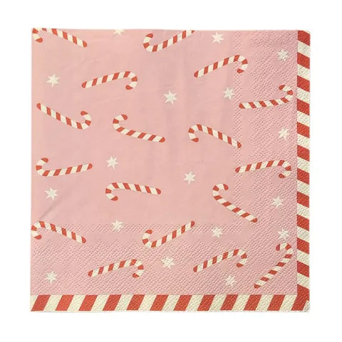 Candy Cane 20pck Napkins Pink