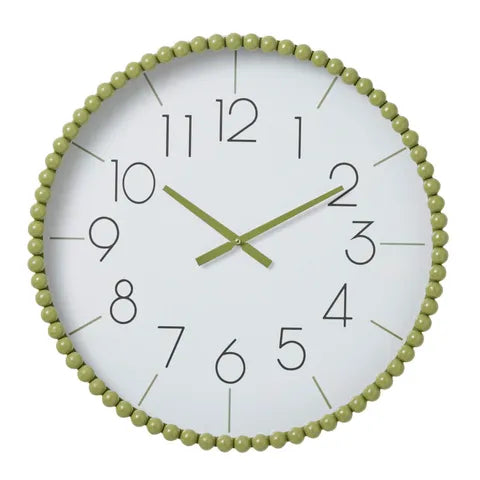 Clementi Metal Clock Sage/White