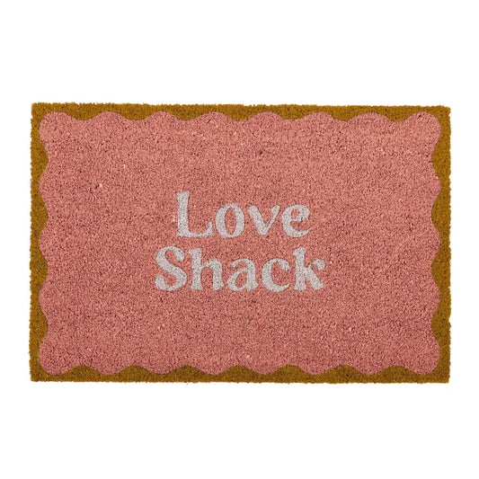 Love Shack PVC Back Coir Mat 40x60cm Pnk