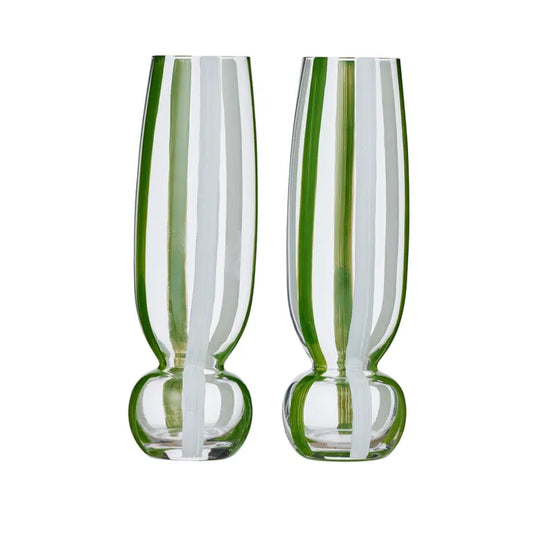 Kimi S/2 Glass Flute 5x19.5cm Grn/Wht