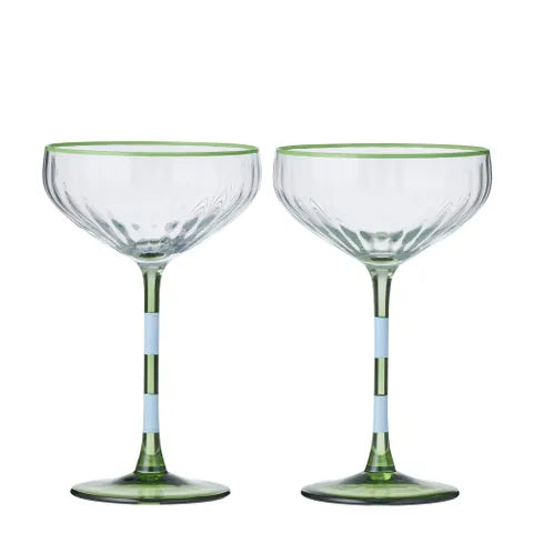 Lena S/2 Glass Rib Coupe Blue/Green