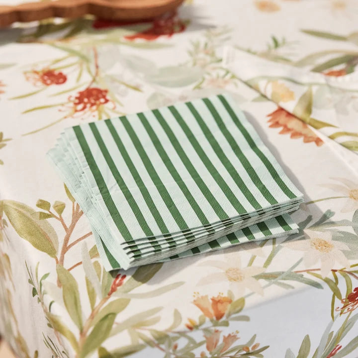 Niki Stripe Green Paper Napkin Set 20pc