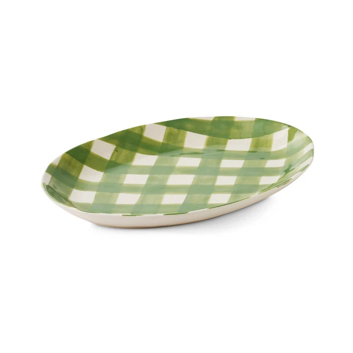 Oakley Dark Green Check Oval Platter Large