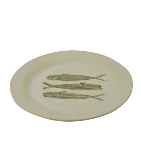 Riva Round Cer Plate Ivory/Green