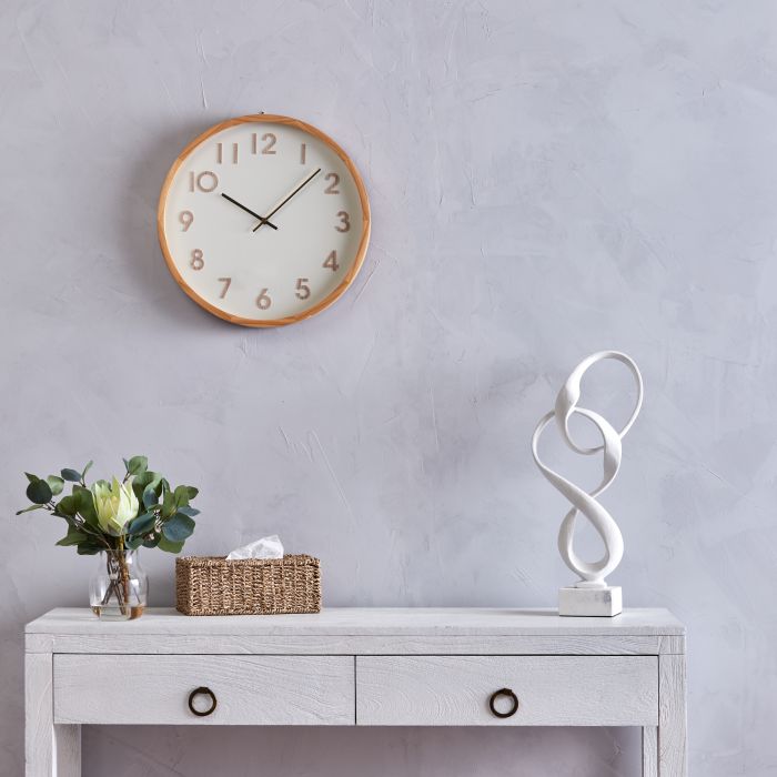 Amalfi Leonard Wall Clock Natural & White 41.5x41.5x5.5cm