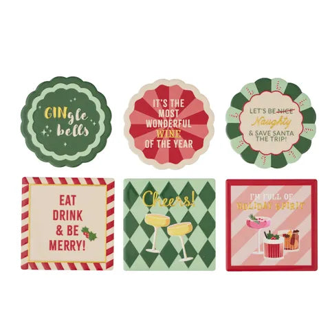 Xmas Cocktail Ceramic Coaster