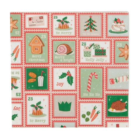 Xmas Stamp 20pk Napkins