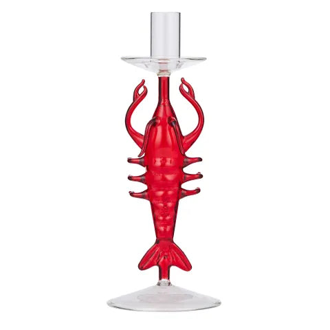 Yabby Glass Candleholder 9x24cm Red